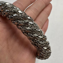 Vintage Silver Tone Mesh Twist Bangle | Sculptural Statement Bracelet | Textured Rope Design | Modernist Vintage Jewelry