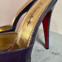 Vintage Italian Heels Purple Patent Leather Mule Sandals Stiletto Heels Made in Italy Size 45