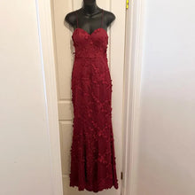 Bariano Australia Wine Red Floral Lace Mermaid Gown | Open Back Evening Maxi Dress