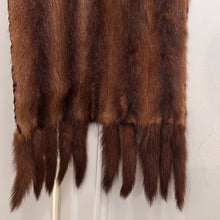 Vintage Genuine Mink Fur Stole Wrap with Fringe Trim | Long Brown Fur Shawl | Old Hollywood Glamour
