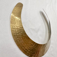 Vintage Hammered Gold Tone Collar Necklace | Bold Statement Bib Choker | Modernist Open Neck Cuff