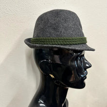 Vintage Original Tiroler Hat | Grey Wool Felt Tyrolean Hat | Green Braided Band | Alpine Oktoberfest Hat | 55cm