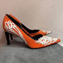 Christian Lacroix Orange Lace Detail Heels  Pointed Toe Stiletto Pumps EU 38 UK 5 Vintage Designer