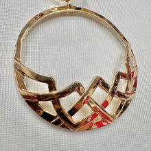 Vintage Gold Tone Open Circle Statement Earrings | Geometric Cutout Drop Earrings | Oversized Retro Earrings