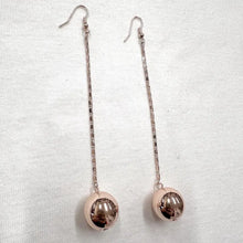 Rose Gold Ball Chain Drop Earrings – Minimalist Long Statement Dangles