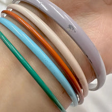 Vintage Pastel Enamel Bangle Set | 5 Stackable Bangles | Green Blue Orange Pink Lilac | Retro Minimal Jewelry