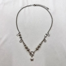 Vintage Star Charm Necklace / Y2K Silver Beaded Necklace / Toggle Clasp Necklace / Dainty Star Jewelry / Layering Necklace