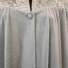 Vintage Givoni Sage Velour Robe | Quilted Satin Yoke Housecoat, Fits Large to XL