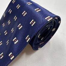 Vintage RENE CHAGAL Navy Blue Necktie Geometric Pattern Retro 80s 90s Tie
