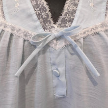 Vintage Baby Blue Maxi Nightgown / Lady Lyn Lace Nightdress / 70s Romantic Lingerie Dress