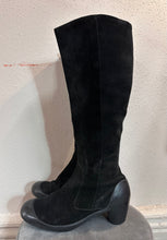 Vintage Black Suede & Rubber Blocked Heeled Boots