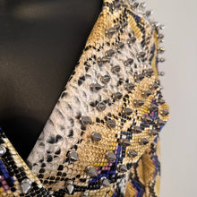 Y2K Snake Print Faux Leather Biker Jacket, Studded Spiked Jacket, Statement Moto Jacket, Rock Glam Jacket, Edgy Cropped Jacket