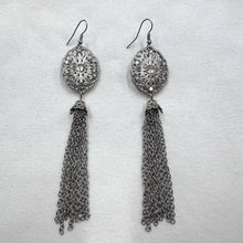 Vintage Silver Filigree Tassel Earrings – Long Chain Statement Drop