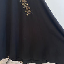 Black Gold Rhinestone Maxi Dress, Long Sleeve Deep V Neck Evening Gown, Diagonal Embellished Formal Dress, Elegant Statement Party Wear