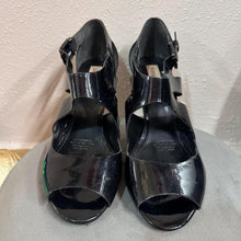 Vintage Diana Ferrari Black Patent Heels / Open Toe Strappy Pumps / Glossy Leather Look / Size US 7.5 / Minimal Chic Heels