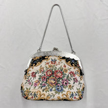 Vintage Floral Tapestry Kiss Lock Handbag | Victorian Carpet Bag, Made in Hong Kong