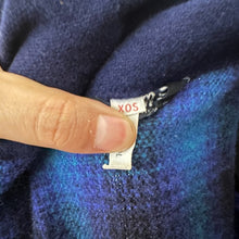 Vintage Blue Plaid Wool Wrap Coat | 100% Pure Wool, Oversized Belted Jacket