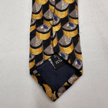 Vintage Cravattificio Di Siena 100% Silk Tie Gold Black Geometric Pattern Italian Necktie