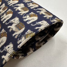 Vintage Jim Thompson 100% Silk Elephant Print Necktie Navy Blue