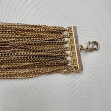 Vintage Gold Tone Hot Pink Chain Fringe Bracelet | Statement Cuff, Adjustable Clasp