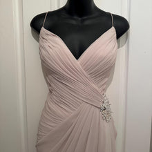True Brides by Walters Beige Chiffon Evening Gown Size 10 Lace Up Back