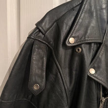 Vintage Black Leather Asymmetrical Biker Jacket, Distressed Punk Rocker Coat