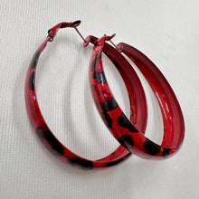 Vintage Red Leopard Print Chunky Hoop Earrings | Lightweight Statement Jewelry