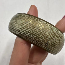 Vintage Textured Brass Tone Bangle | Wide Etched Cuff Bracelet | Minimalist Statement Jewelry | Retro Bohemian Bracelet