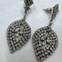 Vintage Rhinestone Chandelier Earrings – Gunmetal Crystal Statement