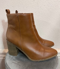 Brown Faux Leather Ankle Boots – Wooden Block Heel