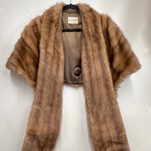 Vintage 1950s Mink Fur Cape Stole | Mid Century Fur Wrap | Shawl Collar Fur Cape | Brown Fur Stol