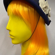 Vintage Navy Wool Felt Cloche Hat | Floral Appliqué, 1960s Style, Made England