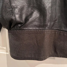 Vintage Bella J Black Leather Jacket | 80s Batwing Snake Print Panel Bomber