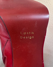 Vintage Red Patent Leather Bow Ankle Boots – Stiletto Heel, Pre-Loved Statement Style