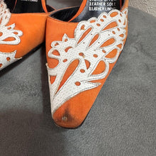 Christian Lacroix Orange Lace Detail Heels  Pointed Toe Stiletto Pumps EU 38 UK 5 Vintage Designer