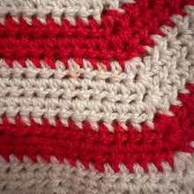 Vintage Red & Cream Striped Knit Cape | Retro Crochet Poncho | Statement Vintage Outerwear