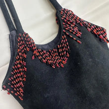 Vintage Suede Leather Beaded Fringe Shoulder Bag – Handmade in Indonesia