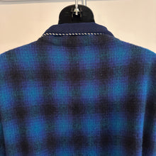 Vintage Blue Plaid Wool Wrap Coat | 100% Pure Wool, Oversized Belted Jacket