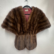 Vintage 1950s Mink Fur Cape Stole – Brown Mink Fur Wrap, Shawl Collar, Mid-Century Glamour