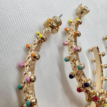Vintage Gold Hoop Statement Earrings | Colourful Enamel Dot Hoop Earrings | Oversized Chunky Hoops | Y2K Retro Jewellery