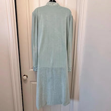Vintage Givoni Sage Velour Robe | Quilted Satin Yoke Housecoat, Fits Large to XL
