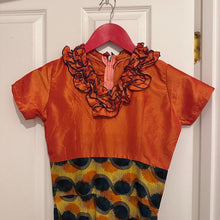 Vintage Orange Ruffle Neck Midi Dress | African Print Style Statement