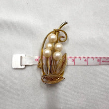 Vintage Gold Tone Pearl Floral Brooch | Mid Century Style | Elegant Small Statement Brooch