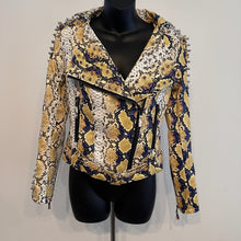Y2K Snake Print Faux Leather Biker Jacket, Studded Spiked Jacket, Statement Moto Jacket, Rock Glam Jacket, Edgy Cropped Jacket