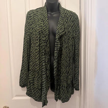 Vintage DHALIA Green Snake Print Rayon Waterfall Cardigan | Lightweight Open Front Jacket