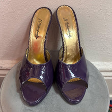 Vintage Italian Heels Purple Patent Leather Mule Sandals Stiletto Heels Made in Italy Size 45