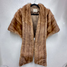 Vintage 1950s Mink Fur Cape Stole | Mid Century Fur Wrap | Shawl Collar Fur Cape | Brown Fur Stol