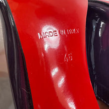 Vintage Deep Purple Patent Stiletto Mules Made in Italy  Peep Toe Heels  Size 46