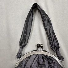 Vintage Charcoal Grey Satin Ruched Evening Bag, Kiss Lock Frame Purse, Y2K Formal Mini Handbag
