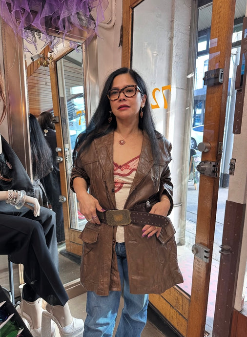 Vintage 90s Brown Leather Jacket – Longline Blazer Style, Unisex Fit